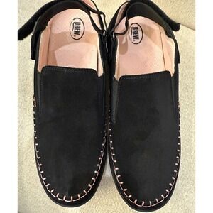 Drew Shoes Jazz Black with Pink Leather Suede Comfort Clogs Size 10 N